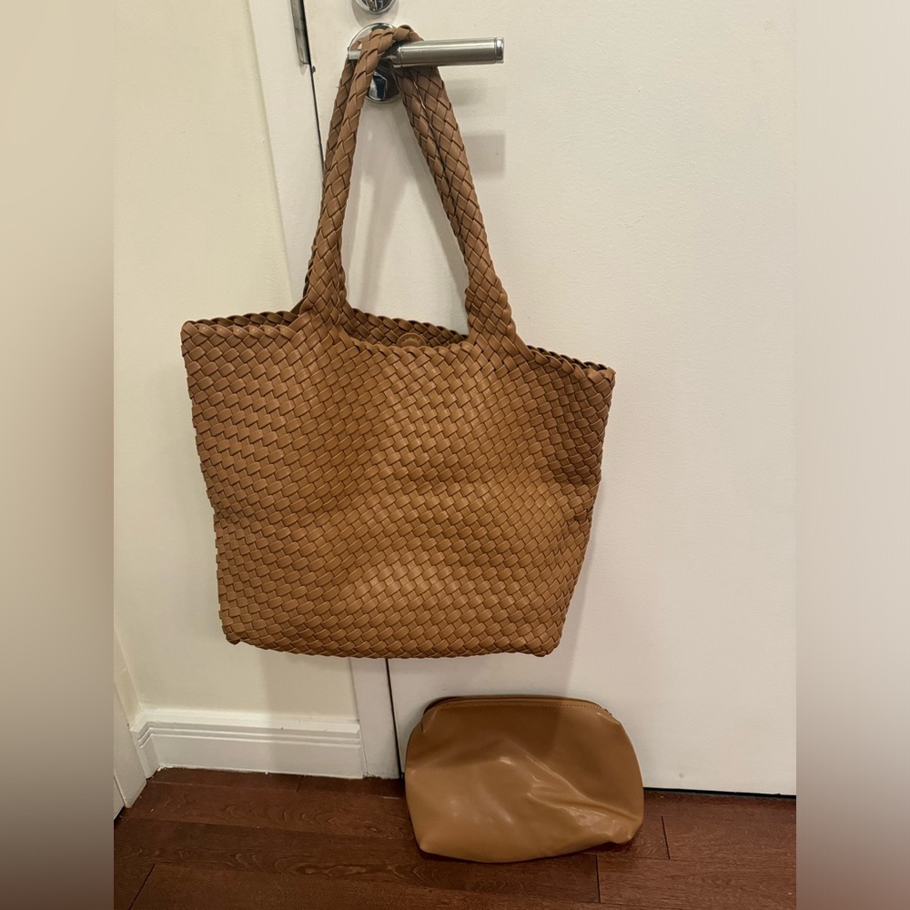 Vegan leather brown tote